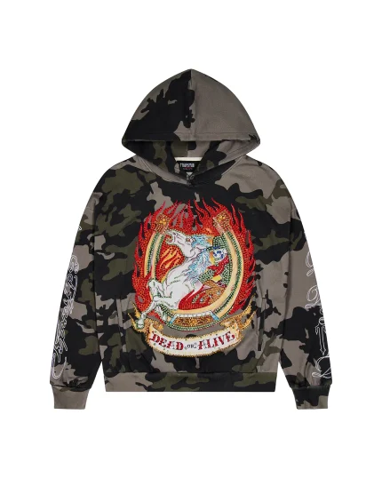 TRAPSTAR x Ed Hardy Dead or Alive Rhinestone Hoodie – Camo