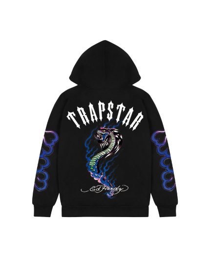 Trapstar x Ed Hardy Flame Snake Hoodie Black