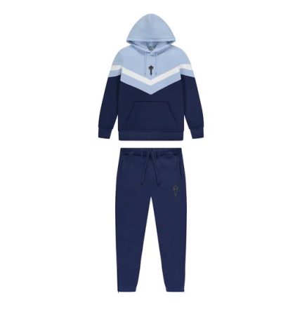 Trapstar V-Stripe Tracksuit Hoodie – Navy, Cashmere Blue & White